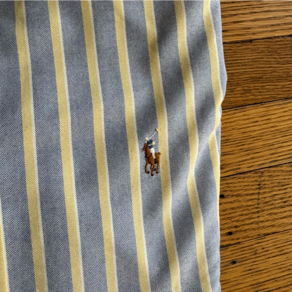 Ralph Lauren Blue and White Striped Classic Fit Shirt Neck Size 17 Preppy - Picture 14 of 14